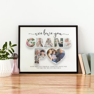 Poster We Love You Grand-père Photo Collage