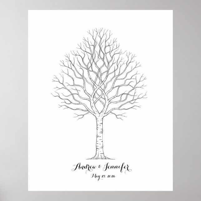 Poster Wedding Fingerprint Tree Guest Book Alternative (Devant)