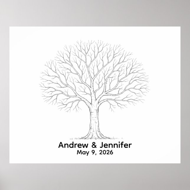 Poster Wedding Fingerprint Tree Guest Book Alternative (Devant)