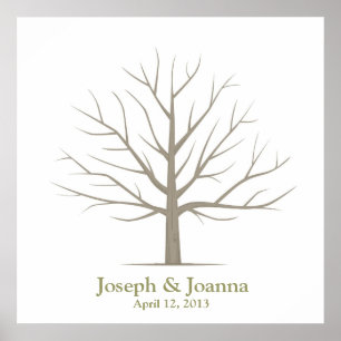 Poster Wedding Fingerprint Tree - Square