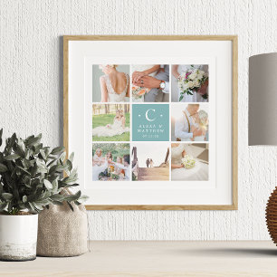 Poster Wedding Monogram 8 Photo Collage Print