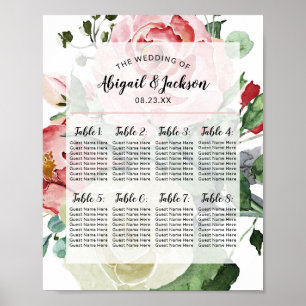 Poster Wedding Reception Table Number Seating Chart Sign