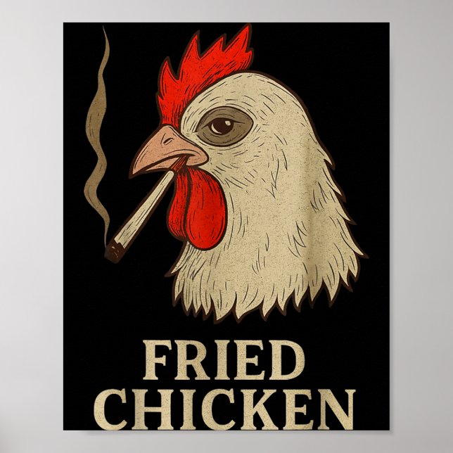 Poster Weed Meme Funny Fried Chicken Smoking  (Devant)