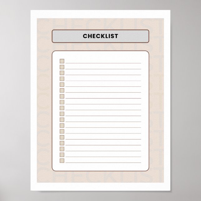 Poster Weekly Checklist Planner Page (Devant)