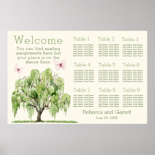 Poster Weeping Willow Wedding Seating Chart 36"x24"