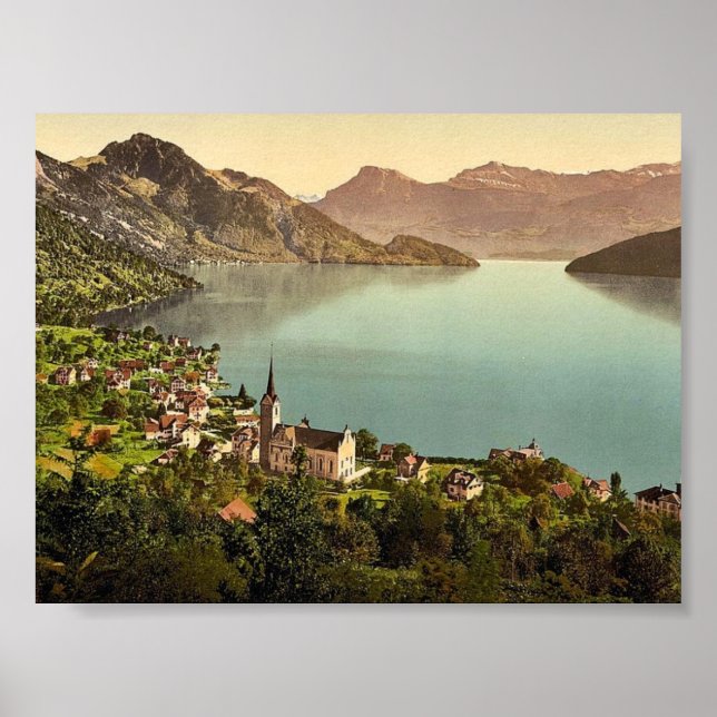 Poster Weggis, Rigi, Suisse classique Photochrom (Devant)