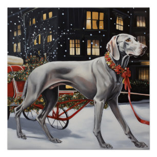 Poster Weimaraner Festin de Noël