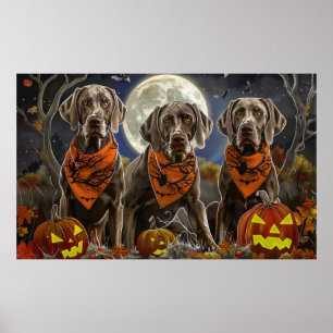 Poster Weimaraner Halloween Éffrayant