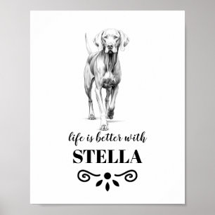 Poster Weimaraner Life est meilleur avec Custom Dog Name