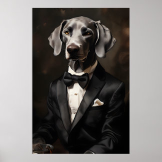 Poster Weimaraner portant une encre Tuxedo Verticale