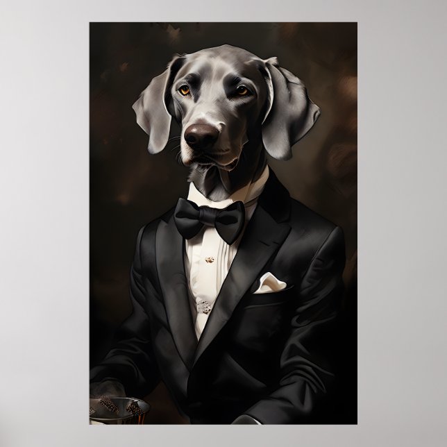 Poster Weimaraner portant une encre Tuxedo Verticale (Devant)