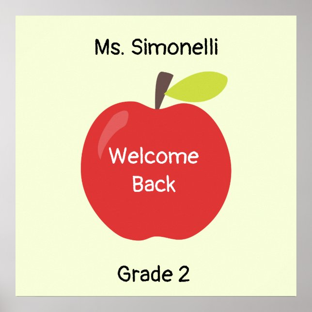 Poster Welcome Back Apple avec enseignant et qualité (Devant)