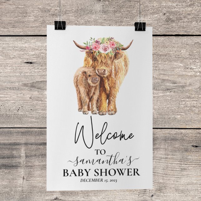 Poster Welcome Highland Cow Calf Baby Shower (Créateur téléchargé)