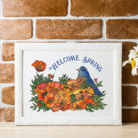 Welcome Spring Bird and Flowers Téléchargeable