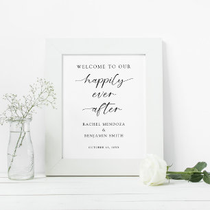 Poster Welcome to our Happily Ever After Wedding Elegant