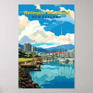Poster Wellington Waterfront Travel Art Vintage