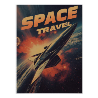 Poster Weltall Reise-Retro Futurismus