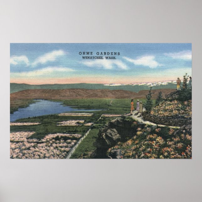 Poster Wenatchee, Washington Vue sur les jardins omme # 1 (Devant)