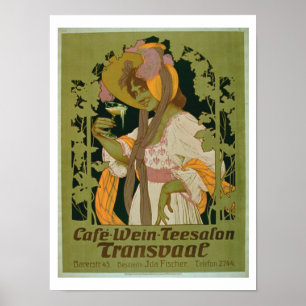 Poster Werbung "Transvaal" ein Kaffee, Wein und