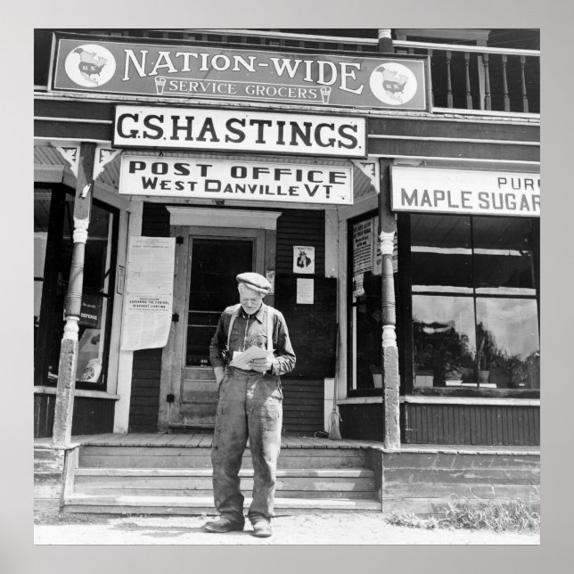 Poster West Danville, VT, Poste, années 1940 (Devant)