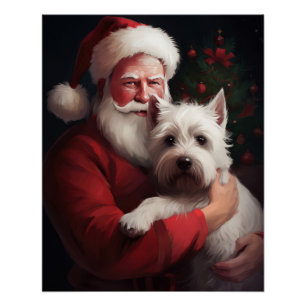 Poster West Highland White Terrier Santa Claus Noël