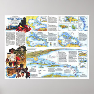 Poster " West Indies : 1987 MOA Tropical Paradise map...