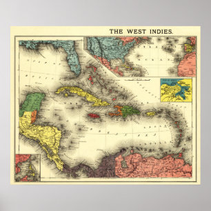 Poster West IndiesPanoramic MapWest Indies