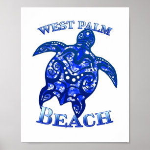 Poster West Palm Beach Floride Vacances Tortue Tribale