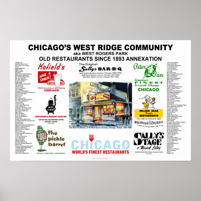 Poster West Ridge Chicago Restaurants TOUTES TAILLES Post (Devant)