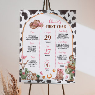 Poster Western Bows Pink Cowgirl Anniversaire Jalon