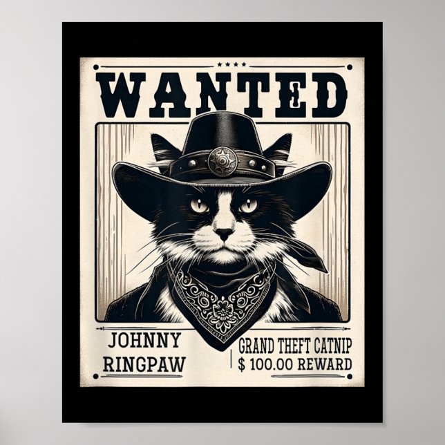 Poster Western Cat Cowboy Muchshot Recherché (Devant)