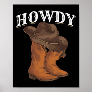 Poster Western Cowboy Boots Cowboy Casquette Howdy Cowboy