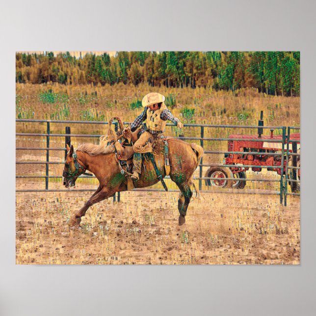 Poster Western Cowboy Country Horse Équitation (Devant)
