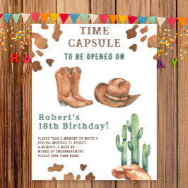 Poster Western Cowboy Time Capsule 1er anniversaire