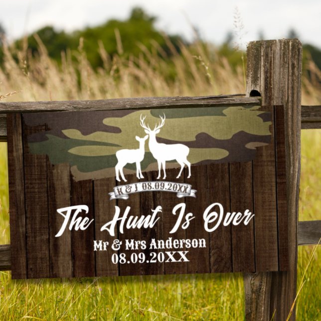 Poster Western Deer La Chasse Est Au-Dessus De L'Accueil  (Western Deer The Hunt Is Over Wedding Welcome Poster)