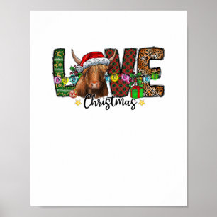 Poster Western Love Christmas Scottish Cow Highland Cattl