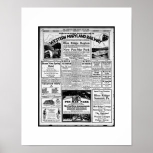 Poster Western Maryland Railway Réimpression touristique