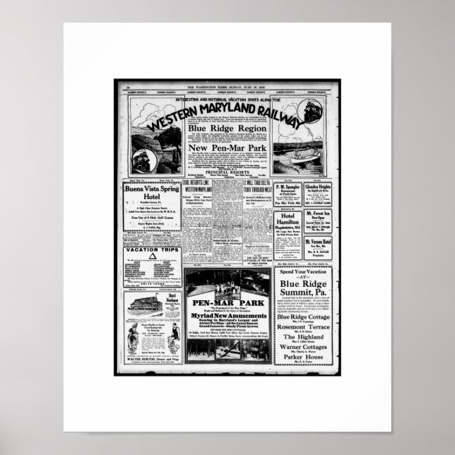 Poster Western Maryland Railway Réimpression touristique (Devant)
