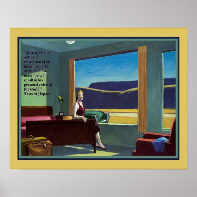 Poster "Western Motel" avec citation d'Edward Hopper (Devant)