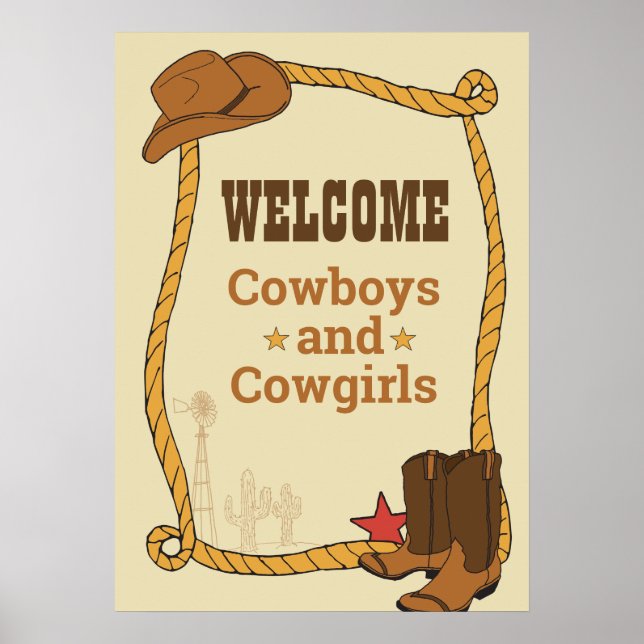 Poster Western Rodeo Fête à thème 1er Rodéo Anniversaire (Devant)