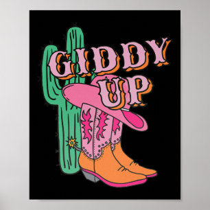 Poster Western Texas Giddy Up Cowboy Boots Cactus