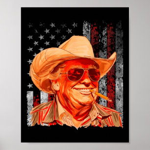 Poster Western Trump Cowboy Américain Vintage Trump Usa F