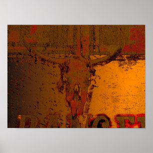 Poster Western Vintage Taureau rouille Orange Pays