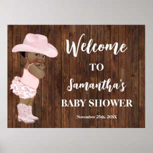 Poster Western Welcome Little AA Cowgirl Baby shower Po