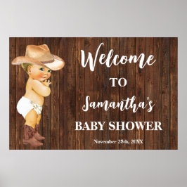 Poster Western Welcome Little Cowboy Baby shower