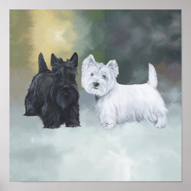 Poster Westie Scottie hiver (Devant)