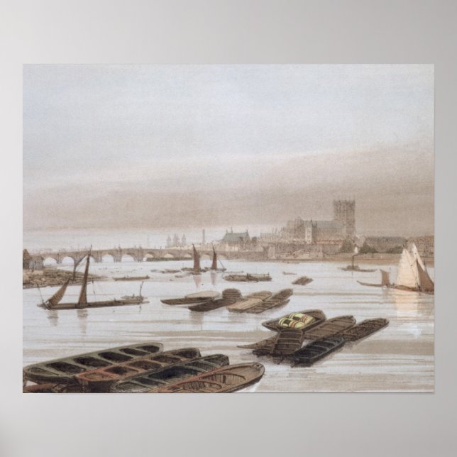 Poster Westminster du pont Waterloo, comprenant (Devant)