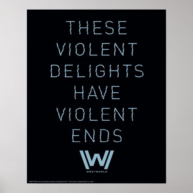 Poster Westworld | Citation de typographie "Plaisirs viol (Devant)