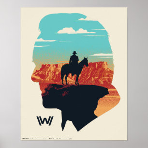 Poster Westworld   Dr Ford Silhouette Of Man en noir