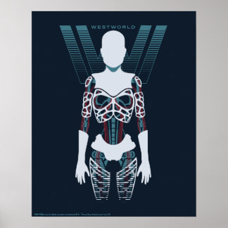 Poster Westworld | Squelette Android sur logo